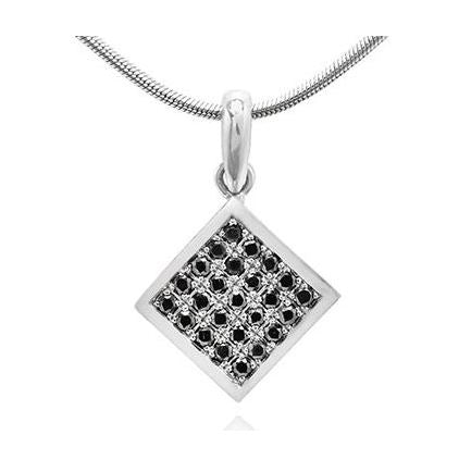 Black Diamond Pave Square Shape Pendant