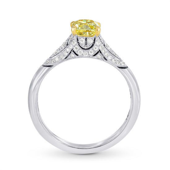 Fancy Intense Yellow Cushion Diamond Vintage Style Ring