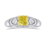 Fancy Intense Yellow Cushion Diamond Vintage Style Ring