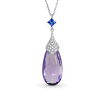 Amethyst briolette, Iolite and Diamond Pendant