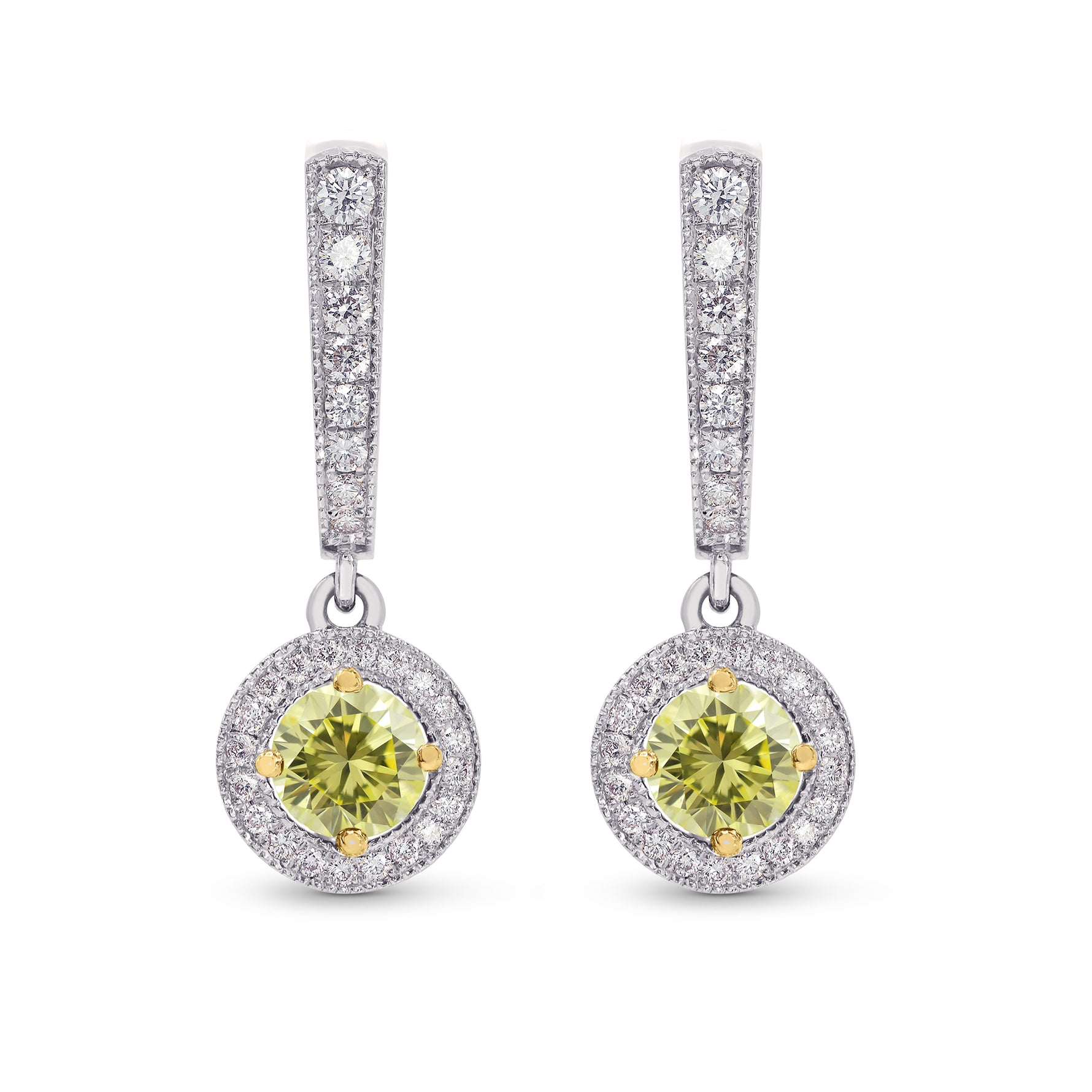 Diamond Drop Halo Earrings