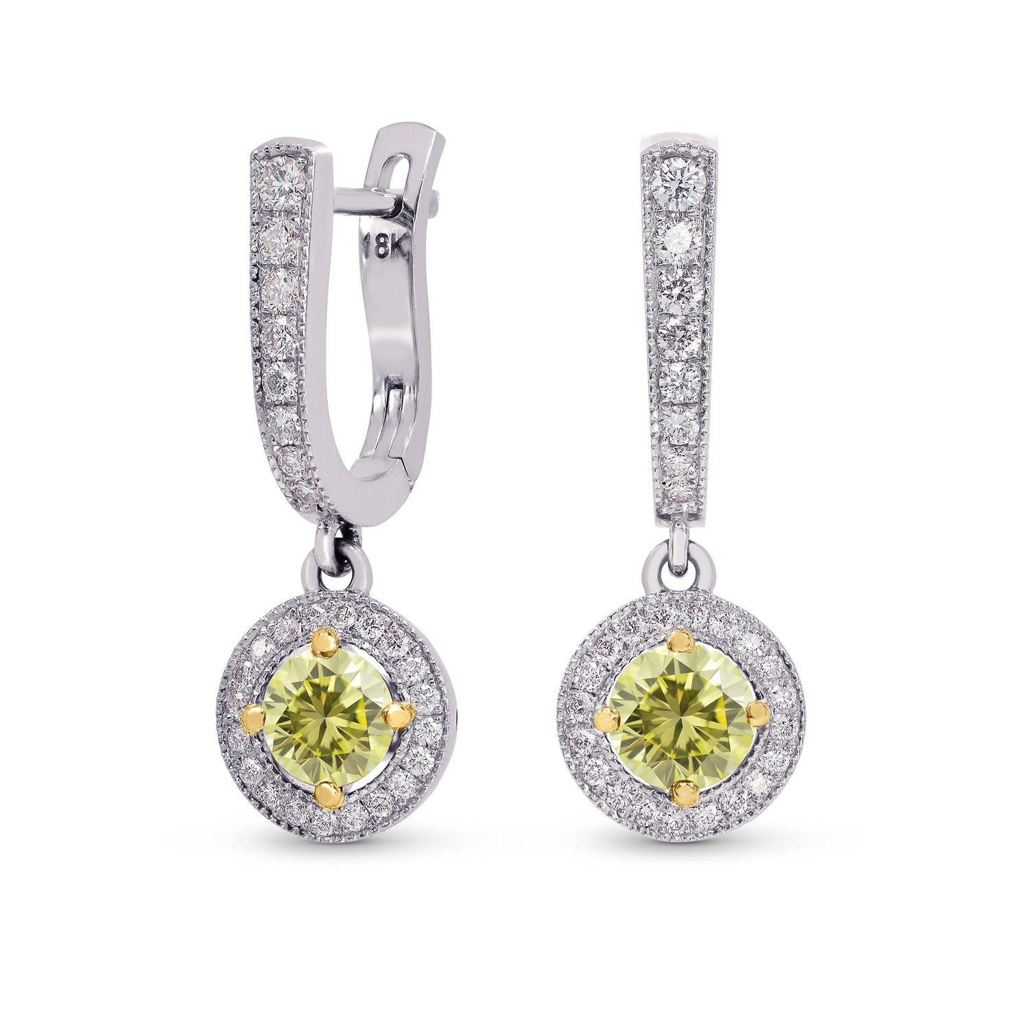 Diamond Drop Halo Earrings - 2