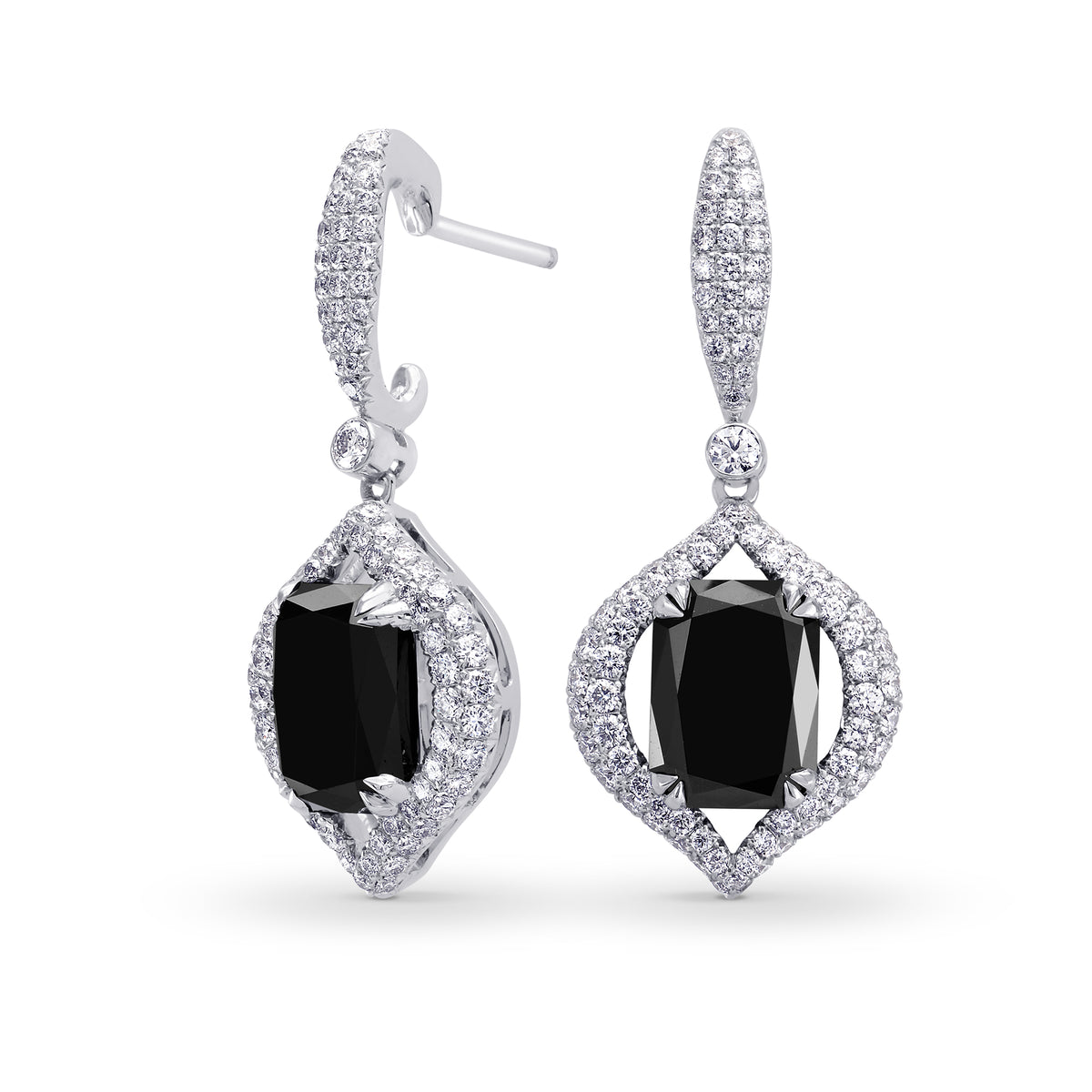 Fancy Black Radiant Diamond Drop Earrings