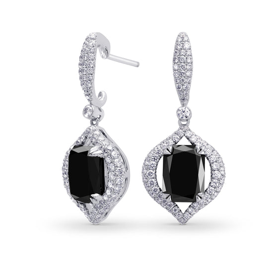 Fancy Black Radiant Diamond Drop Earrings