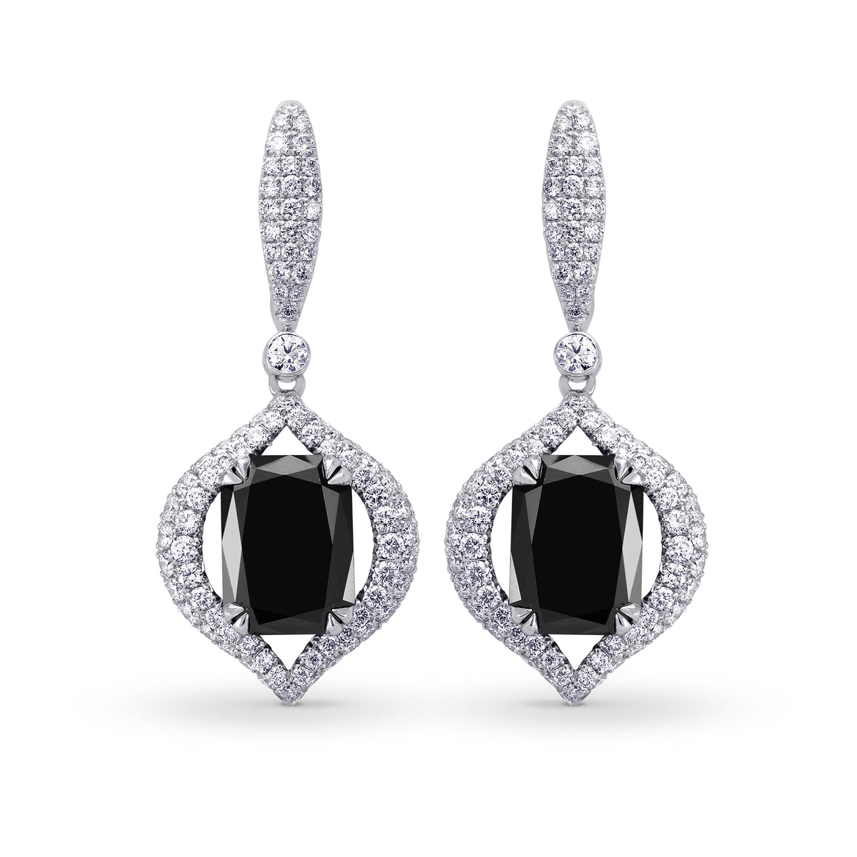 Fancy Black Radiant Diamond Drop Earrings