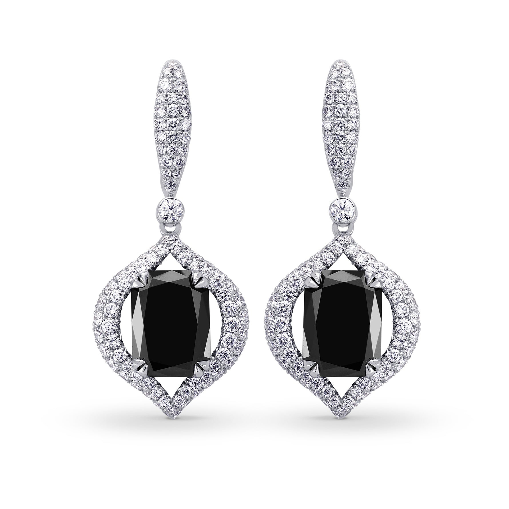 Fancy Black Radiant Diamond Drop Earrings
