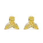 Fancy Yellow Oval & Pear Diamond Earrings