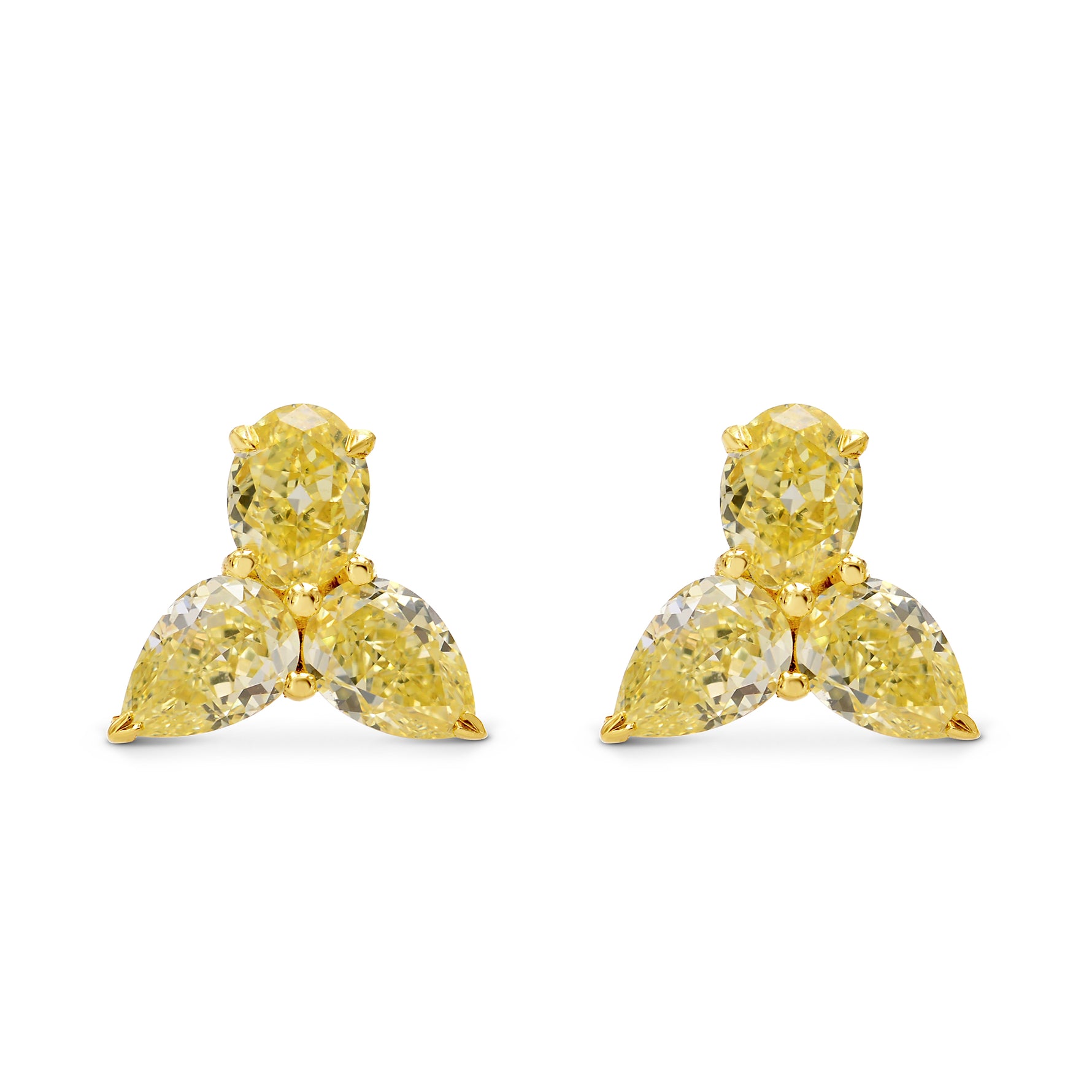 Fancy Yellow Oval & Pear Diamond Earrings