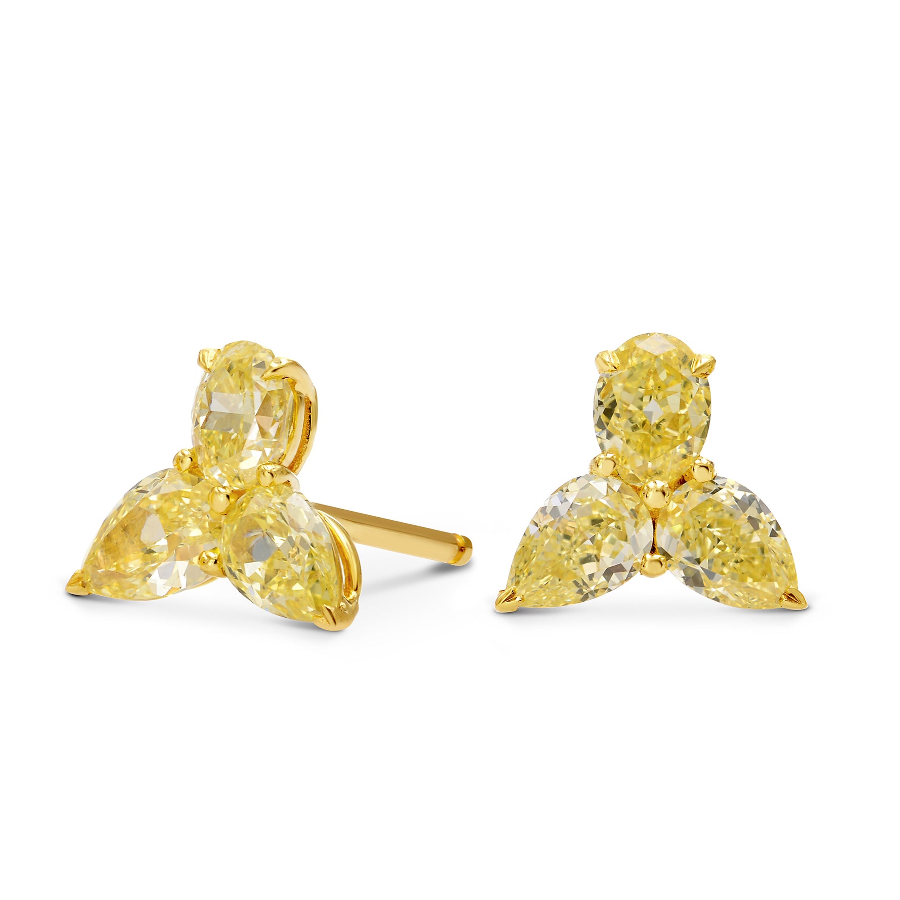 Fancy Yellow Oval & Pear Diamond Earrings