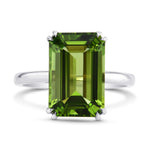 5.67cts Green Tourmaline Emerald shape Solitaire Ring 