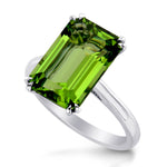 5.67cts Green Tourmaline Emerald shape Solitaire Ring 