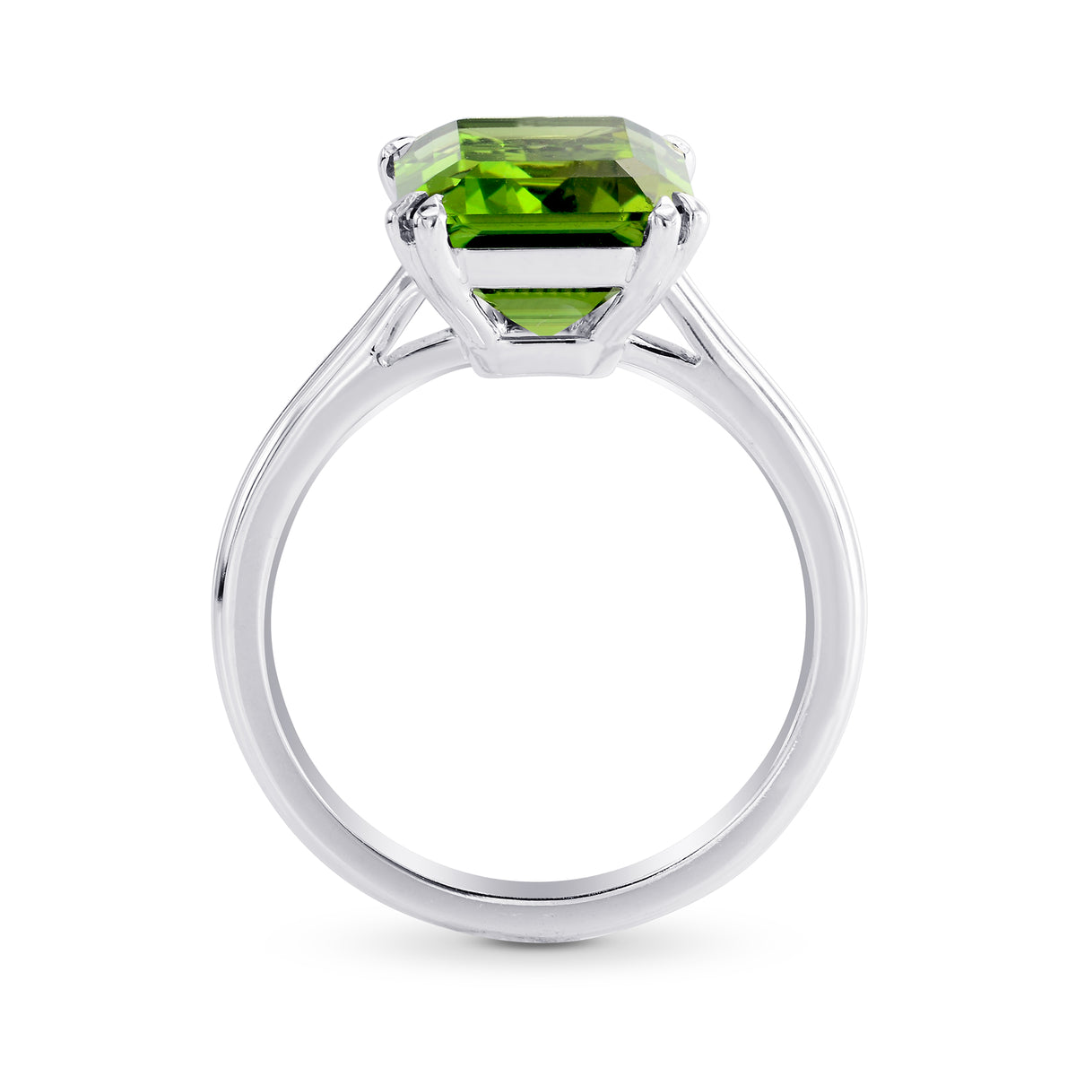 5.67cts Green Tourmaline Emerald shape Solitaire Ring 