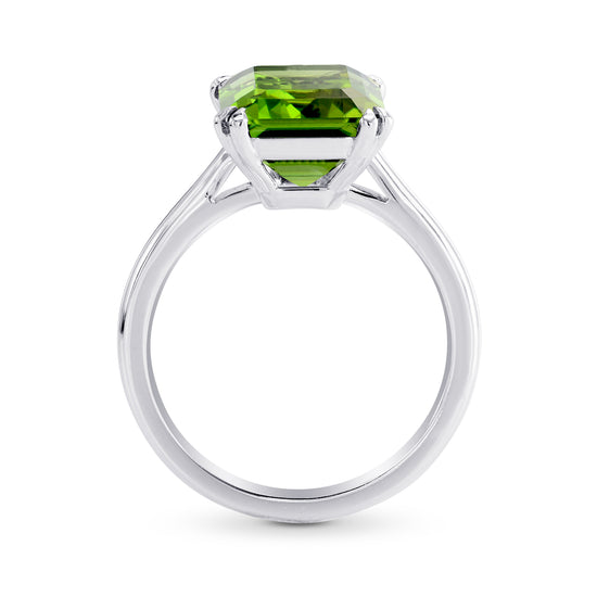 5.67cts Green Tourmaline Emerald shape Solitaire Ring 
