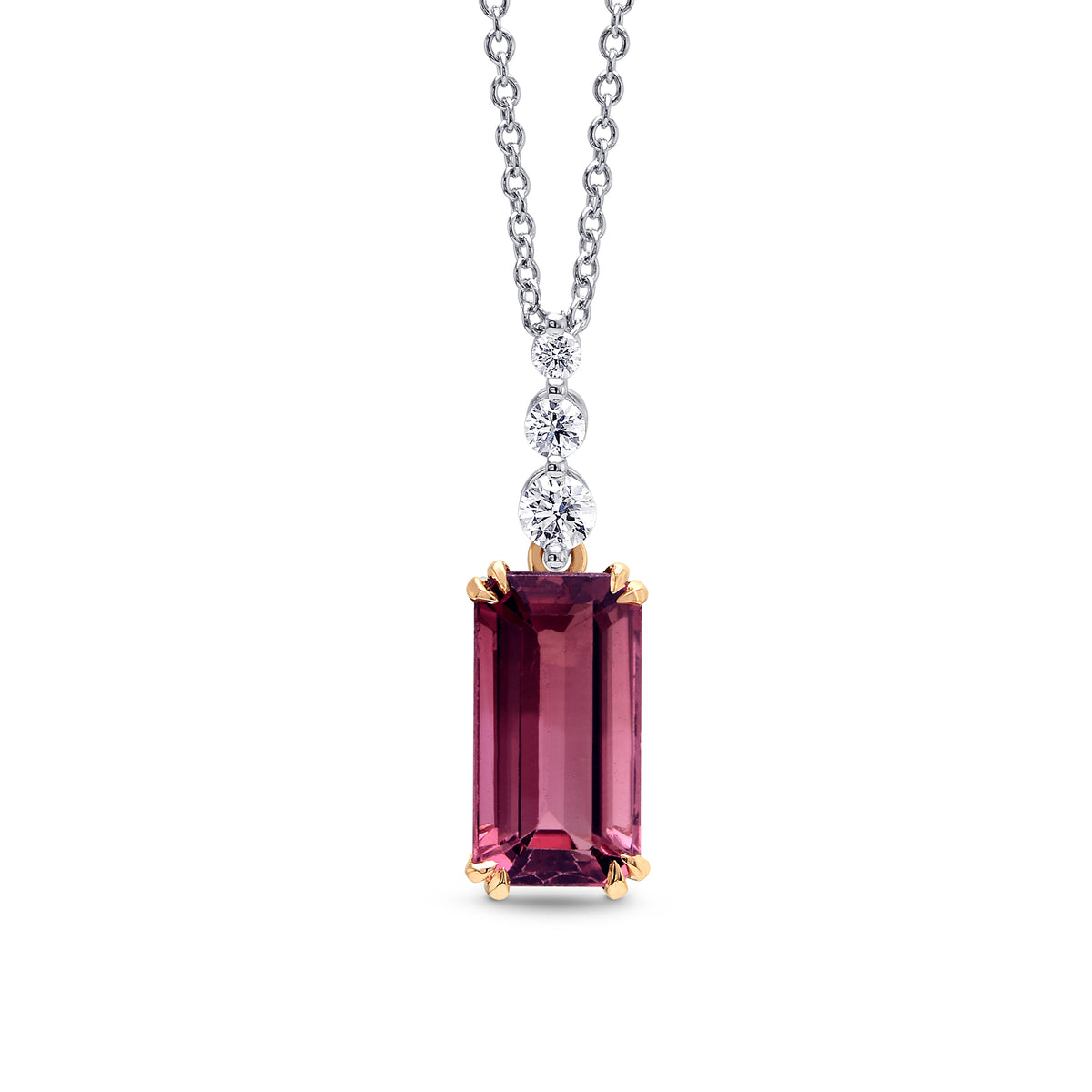 Pink Tourmaline and Diamond Drop Pendant