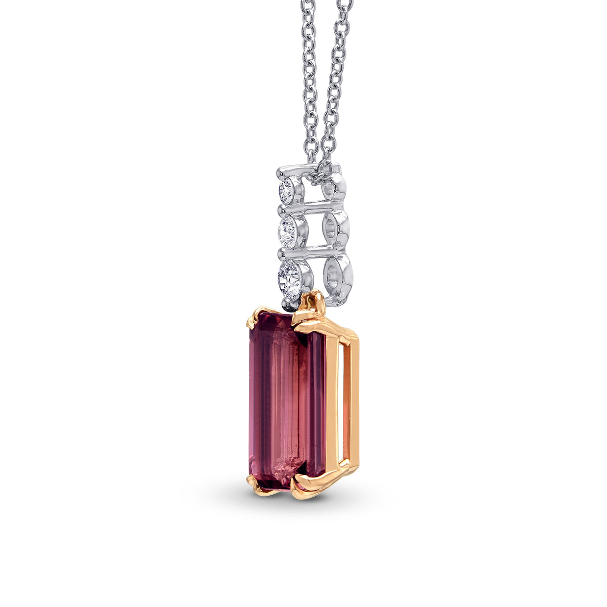 Pink Tourmaline and Diamond Drop Pendant