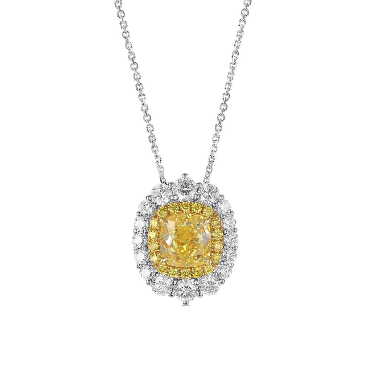 Fancy Intense Yellow Halo Diamond Pendant Setting