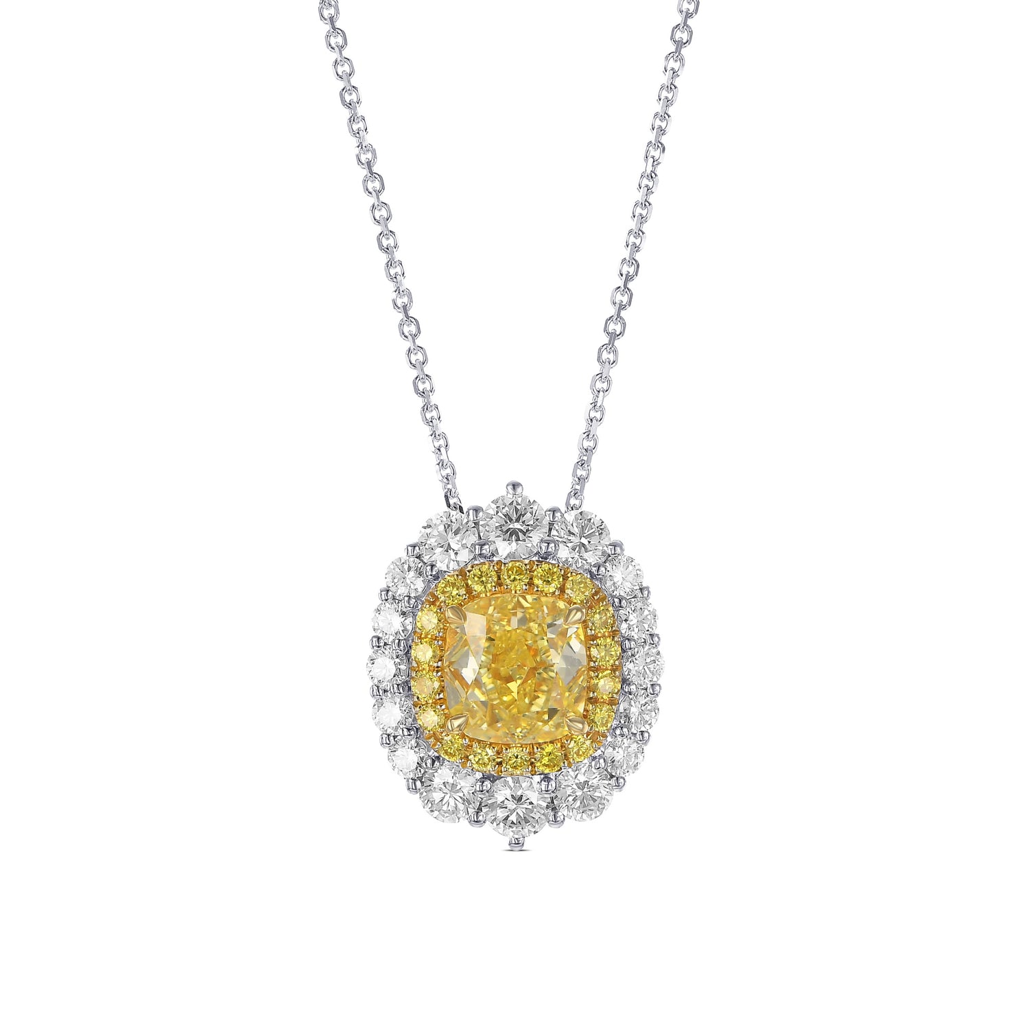 Fancy Intense Yellow Halo Diamond Pendant Setting
