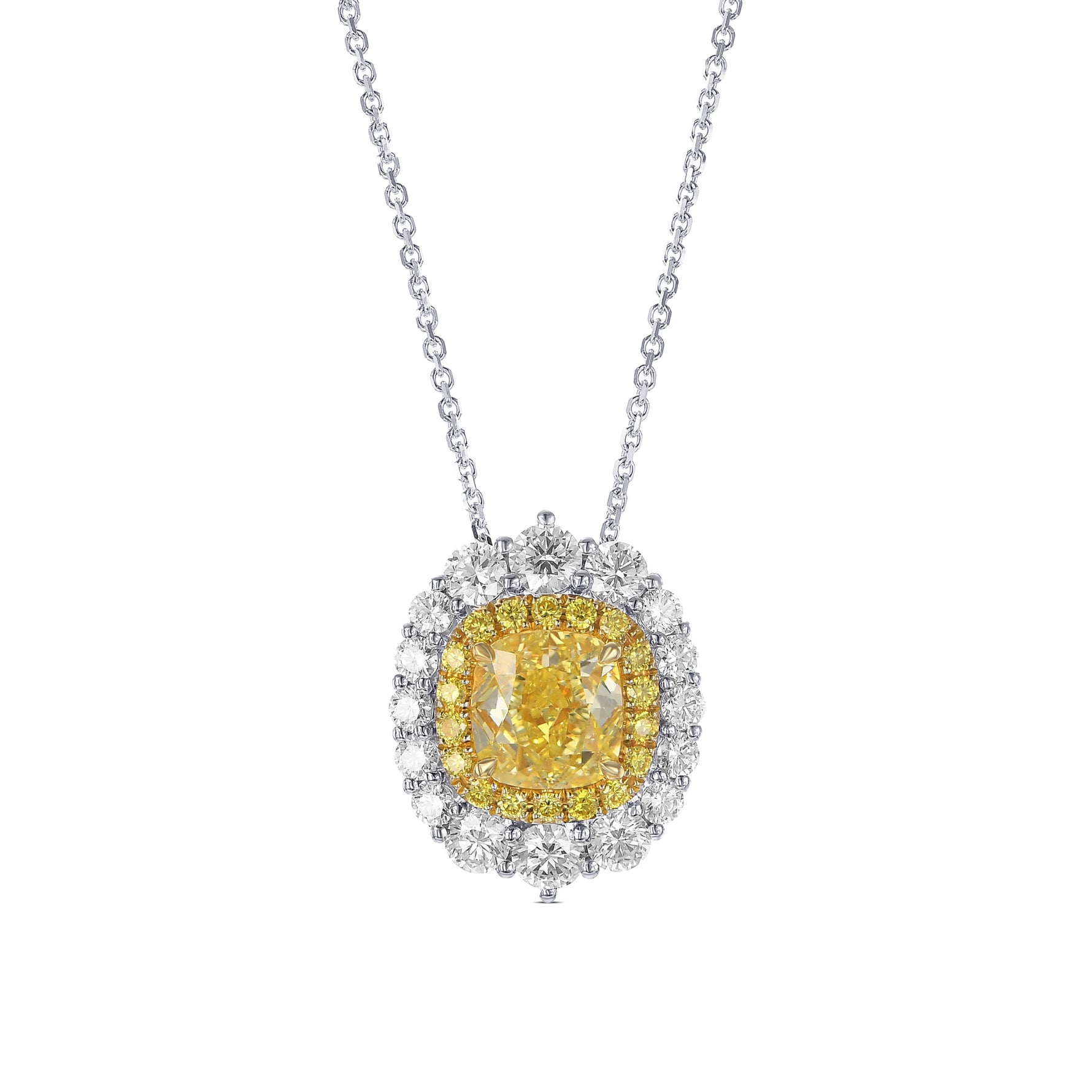 Fancy Intense Yellow Halo Diamond Pendant Setting