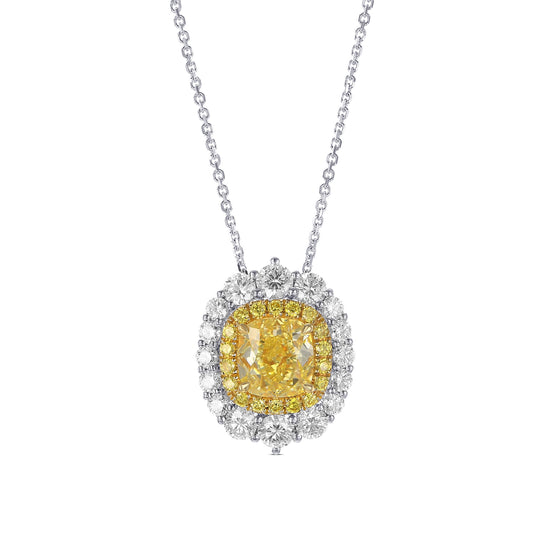 Fancy Intense Yellow Halo Diamond Pendant Setting