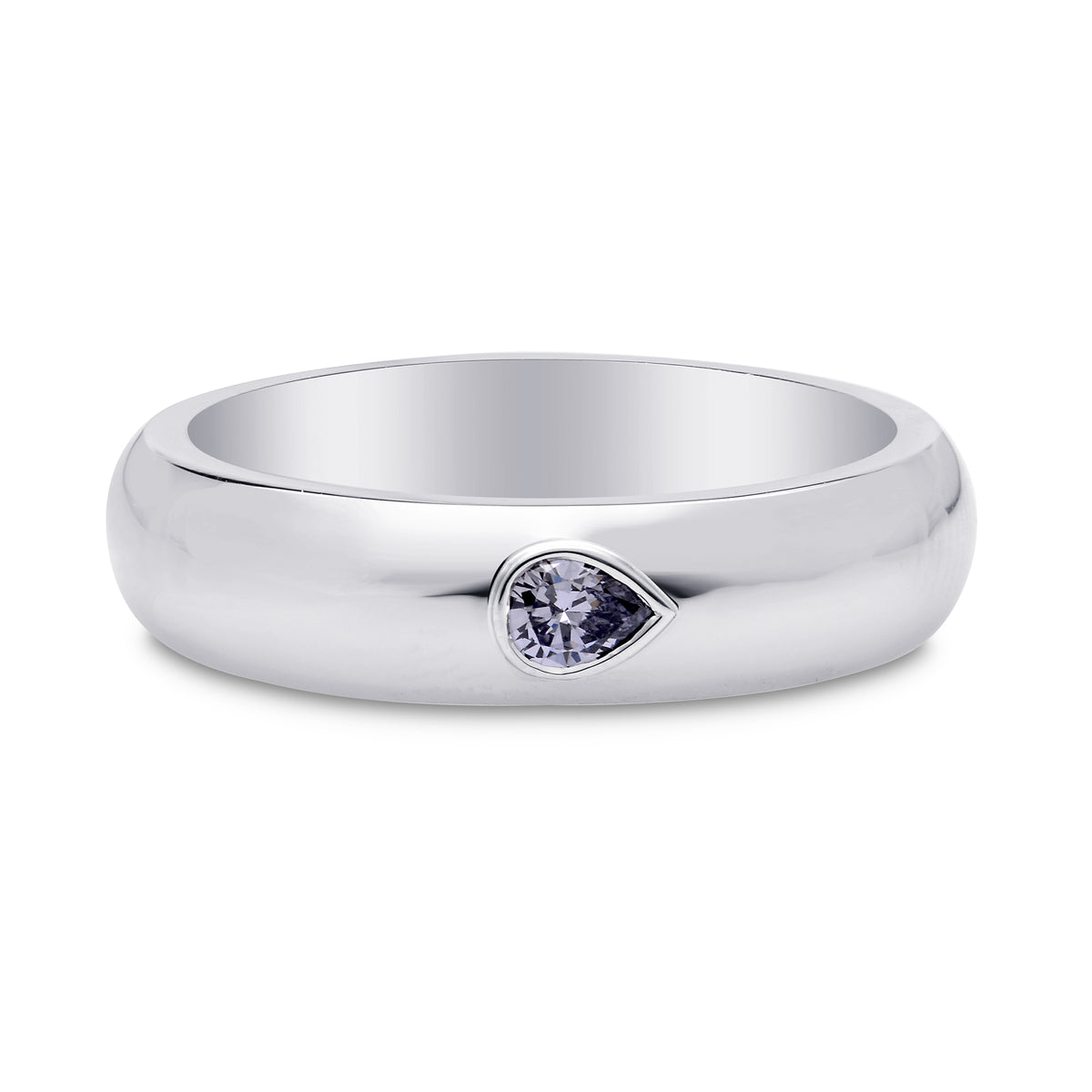 Fancy Blue Gray Pear Diamond Band Ring