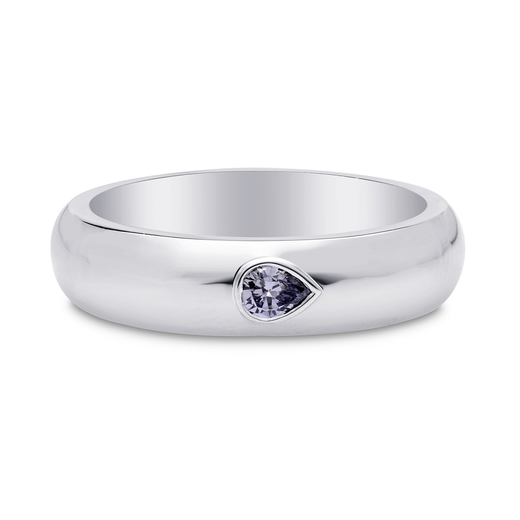 Fancy Blue Gray Pear Diamond Band Ring