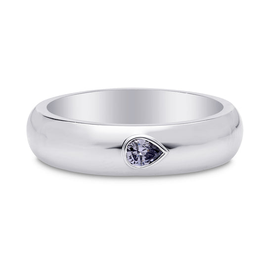 Fancy Blue Gray Pear Diamond Band Ring