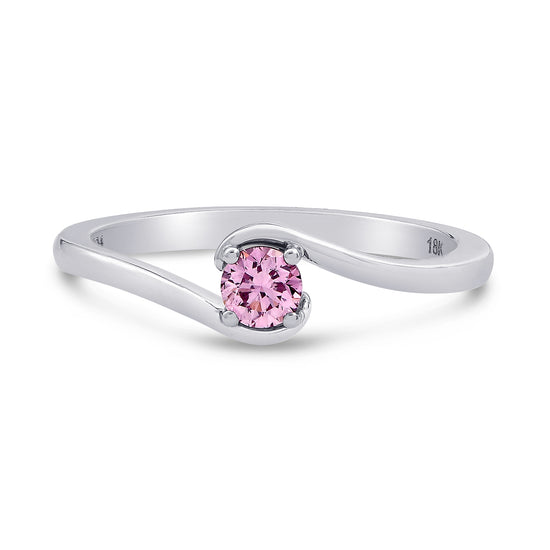 Fancy Intense Purplish Pink Round Diamond Solitaire Ring