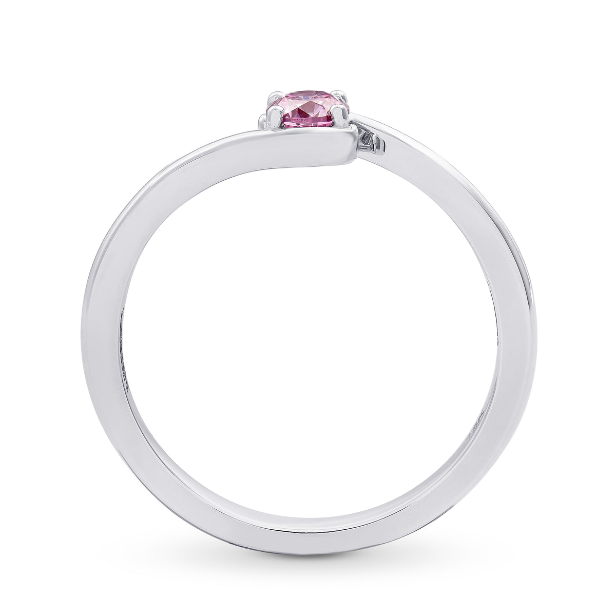 Fancy Intense Purplish Pink Round Diamond Solitaire Ring