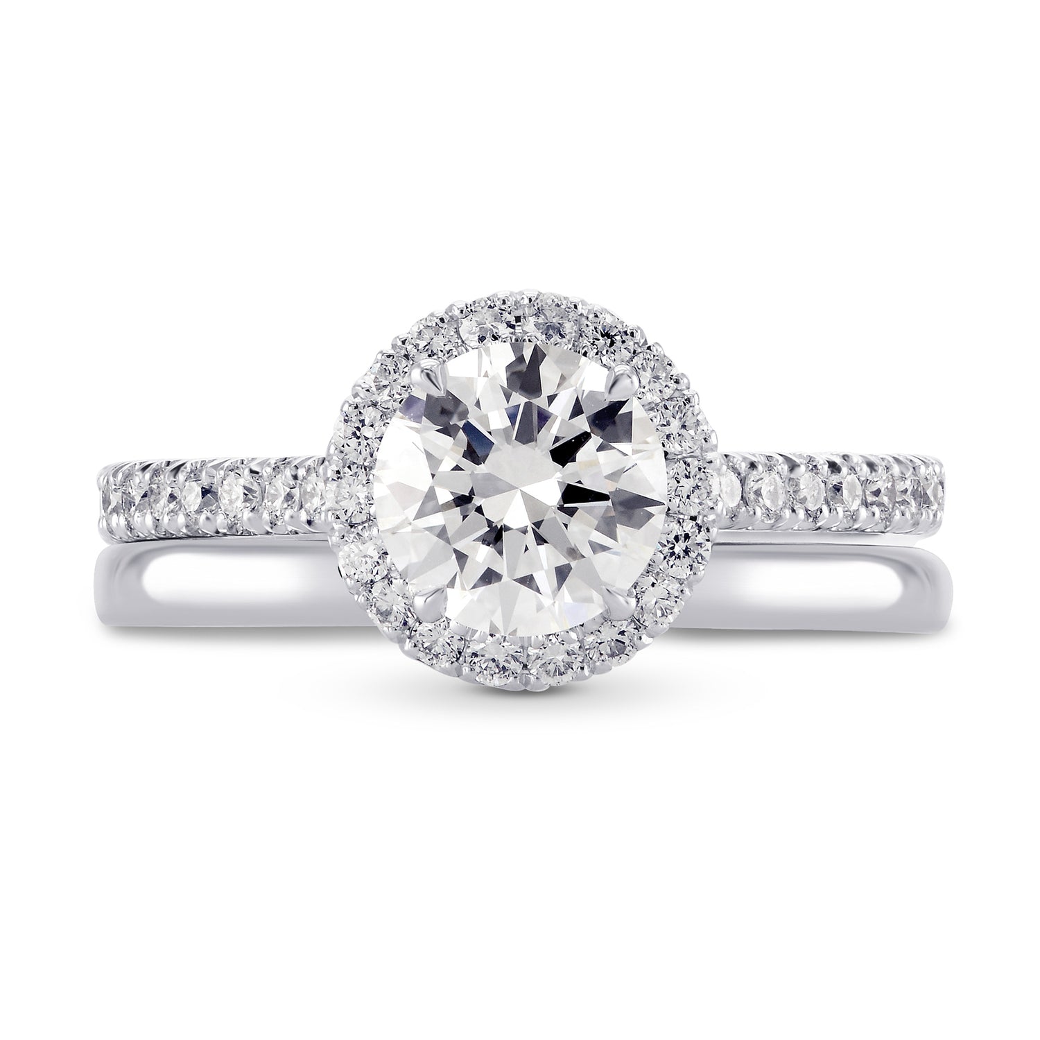 Halo Engagement & Wedding Ring Setting - 4