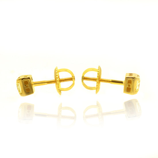 Fancy Yellow Diamond Radiant Ear studs in 18K