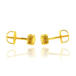 Fancy Yellow Diamond Radiant Ear studs in 18K