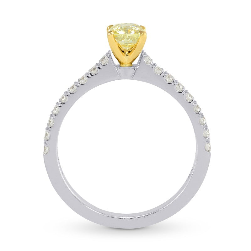 Fancy Yellow Cushion Diamond Side-stone Ring