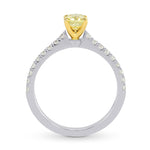 Fancy Yellow Cushion Diamond Side-stone Ring