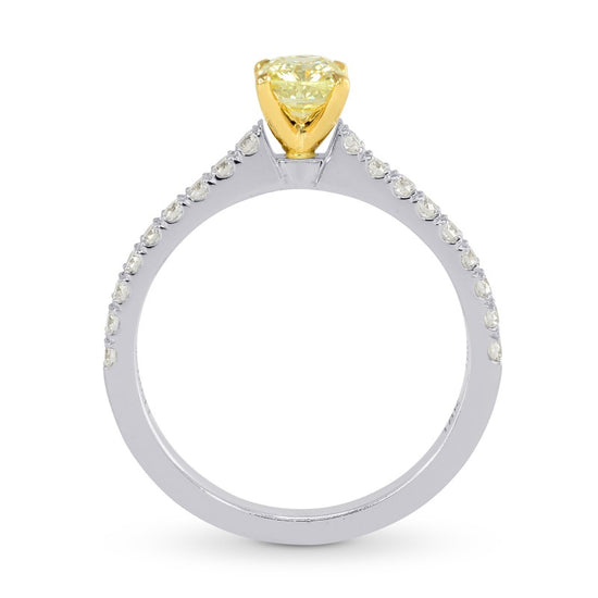 Fancy Yellow Cushion Diamond Side-stone Ring