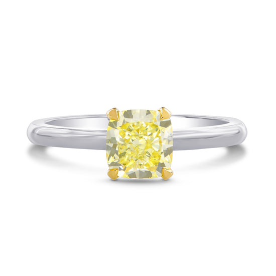 Fancy Yellow Cushion Diamond Solitaire Ring