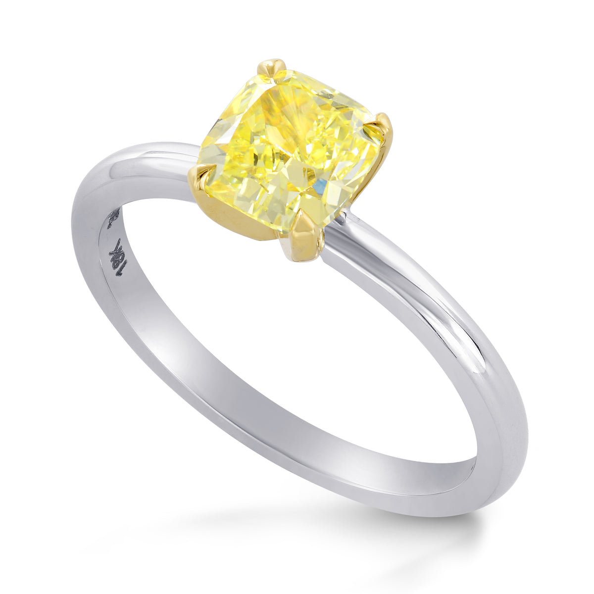 Fancy Yellow Cushion Diamond Solitaire Ring