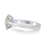 Fancy Yellow Cushion Diamond Floral Halo Ring