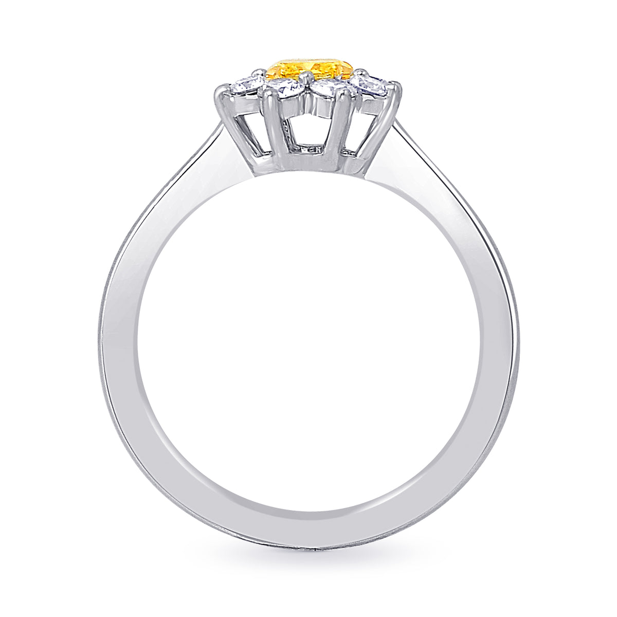 Fancy Yellow Cushion Diamond Floral Halo Ring