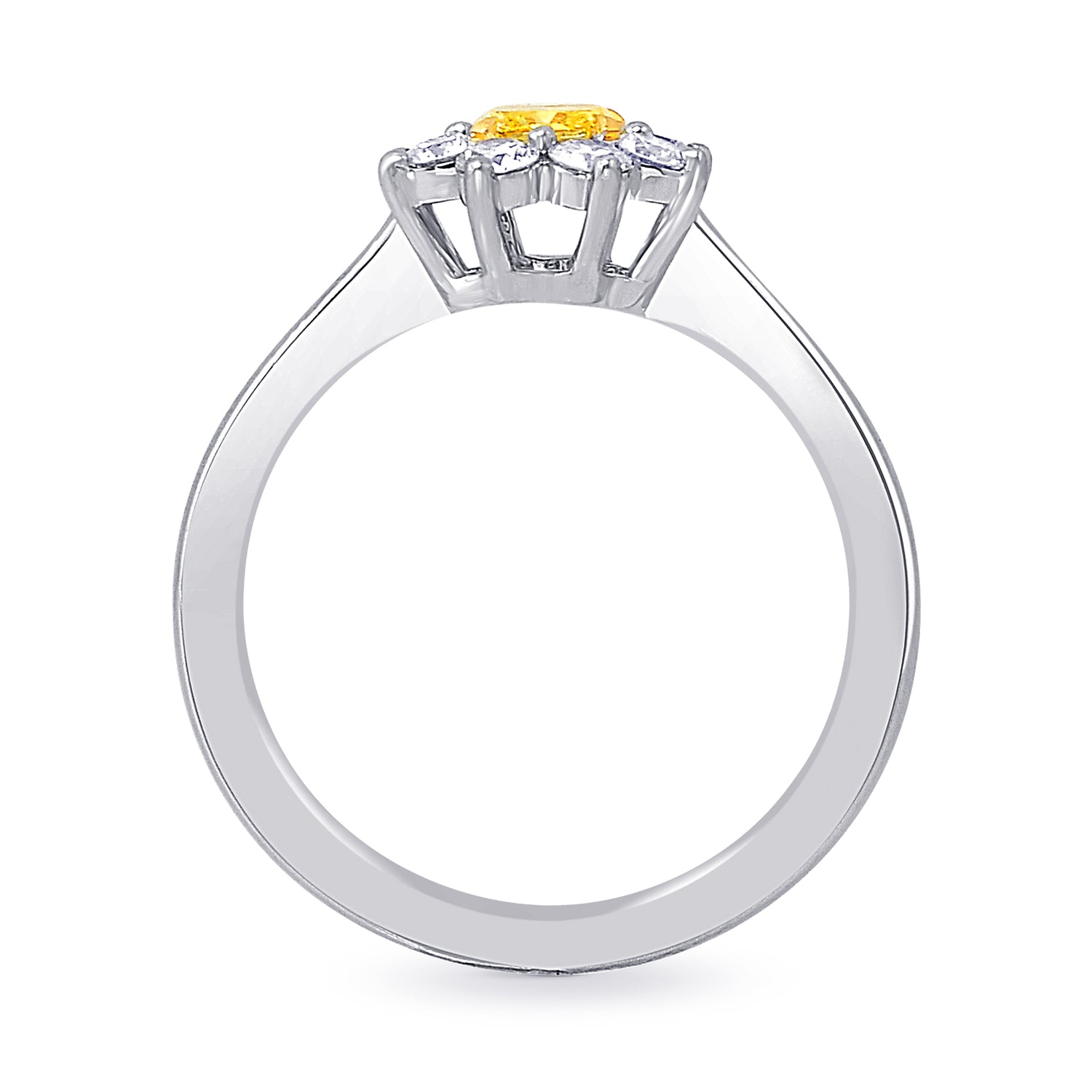 Fancy Yellow Cushion Diamond Floral Halo Ring