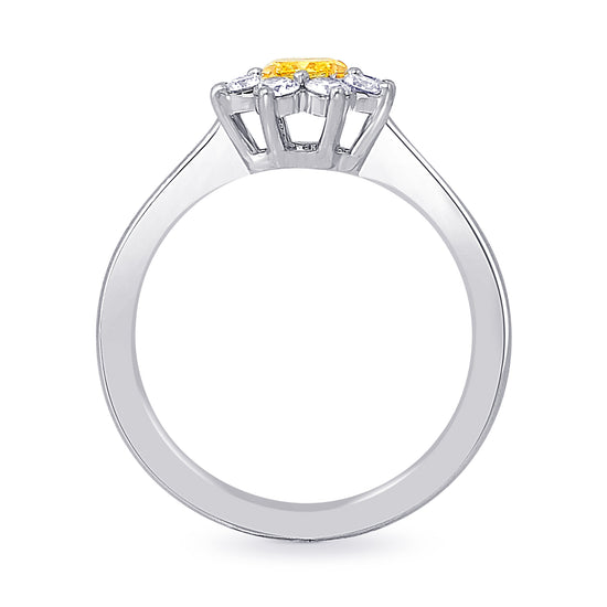 Fancy Yellow Cushion Diamond Floral Halo Ring