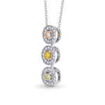 Pink Yellow & Green Diamond Halo Pendant
