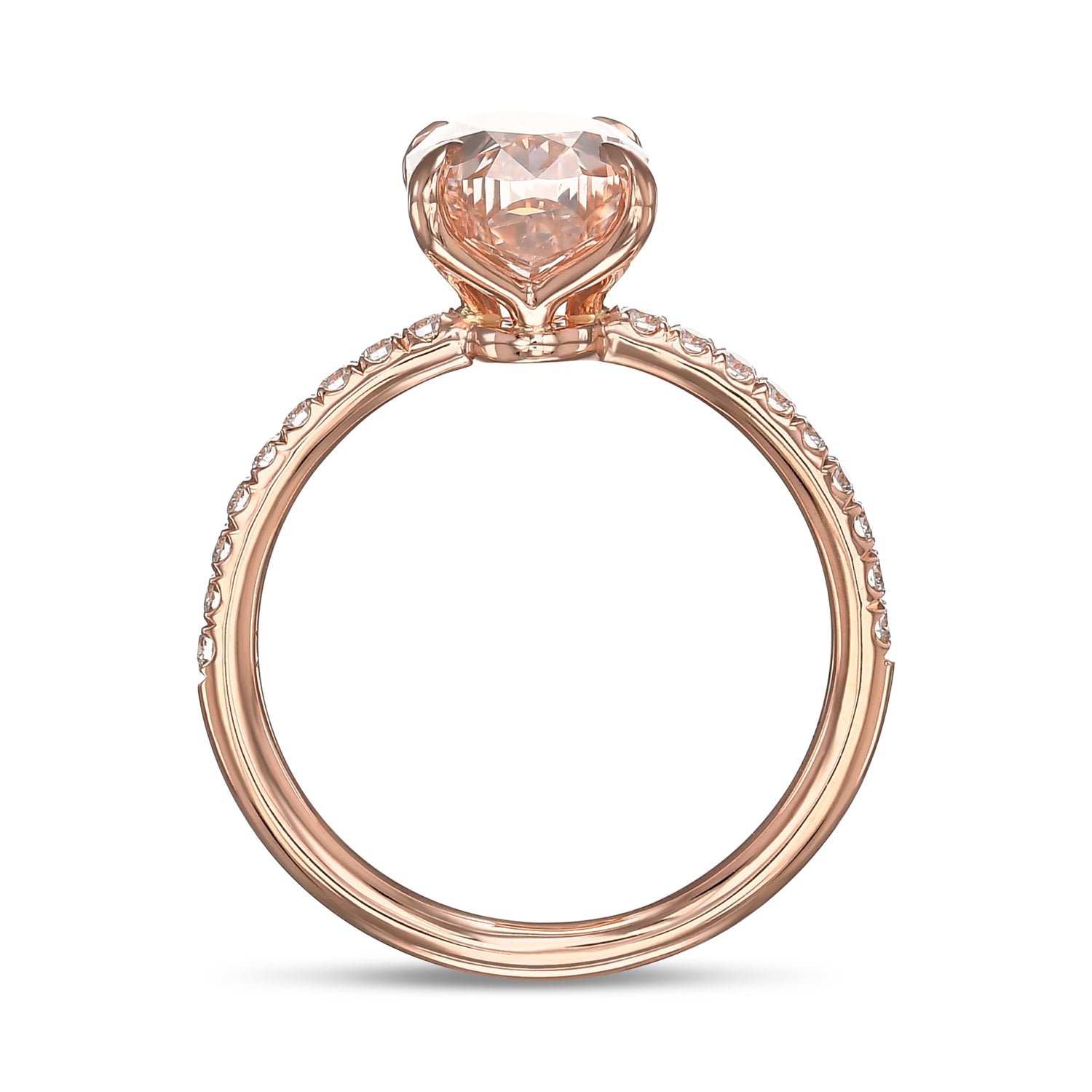 Elegant Solitaire Pave Side Stone Ring Setting - 2