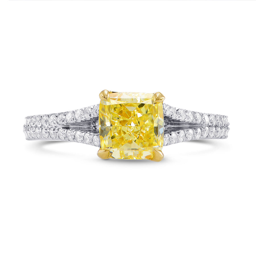 Solitaire Ring with Open-pave Split-Shank