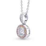 White and Fancy Pink Diamond Milgrain Halo Pendant