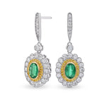  Vivid Green Emerald and Fancy Vivid Yellow Diamond Drop Earrings