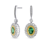  Vivid Green Emerald and Fancy Vivid Yellow Diamond Drop Earrings