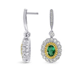 Vivid Green Emerald and Fancy Vivid Yellow Diamond Drop Earrings