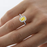 [FANTASY] Fancy Yellow Cushion Halo Ring