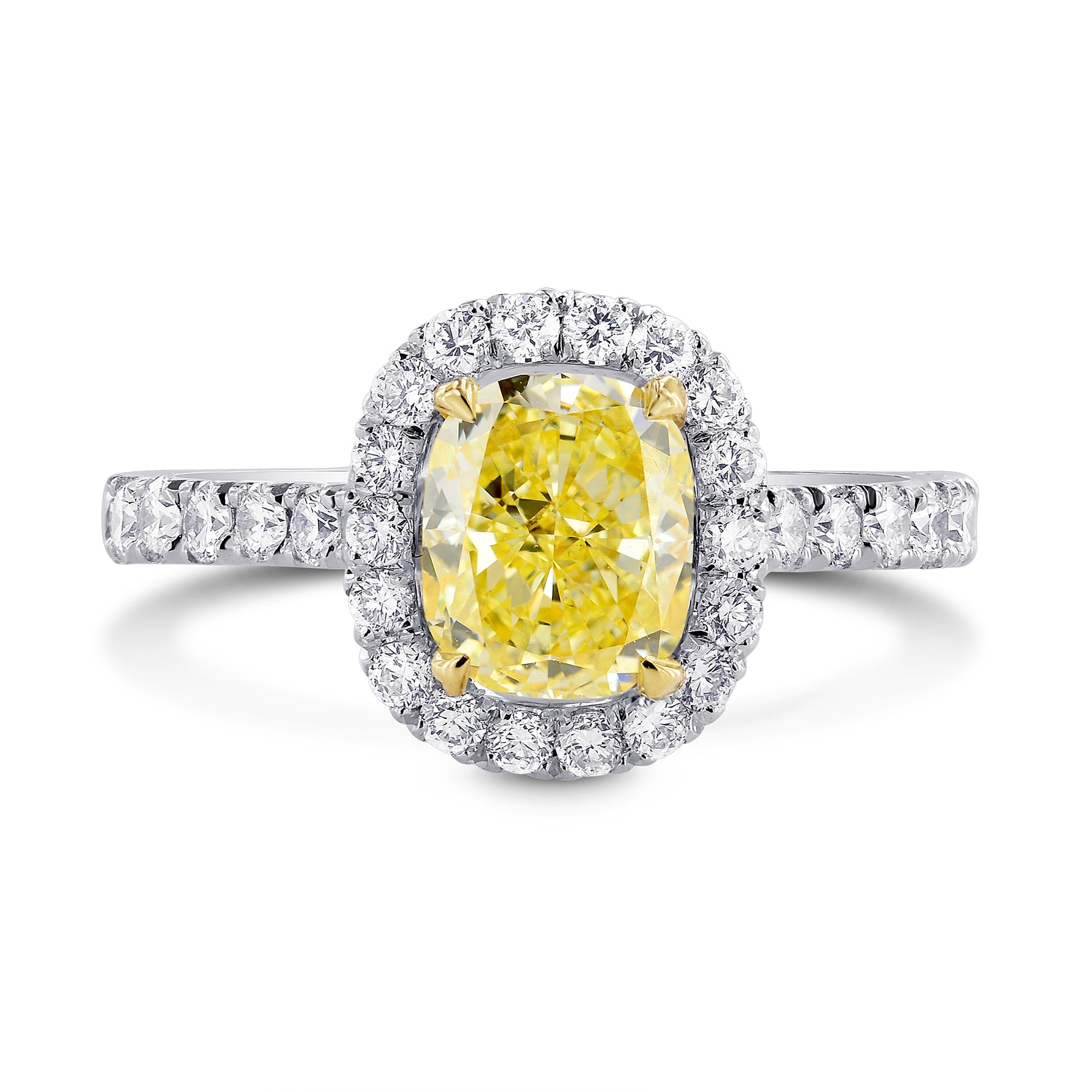 [FANTASY] Fancy Yellow Cushion Halo Ring