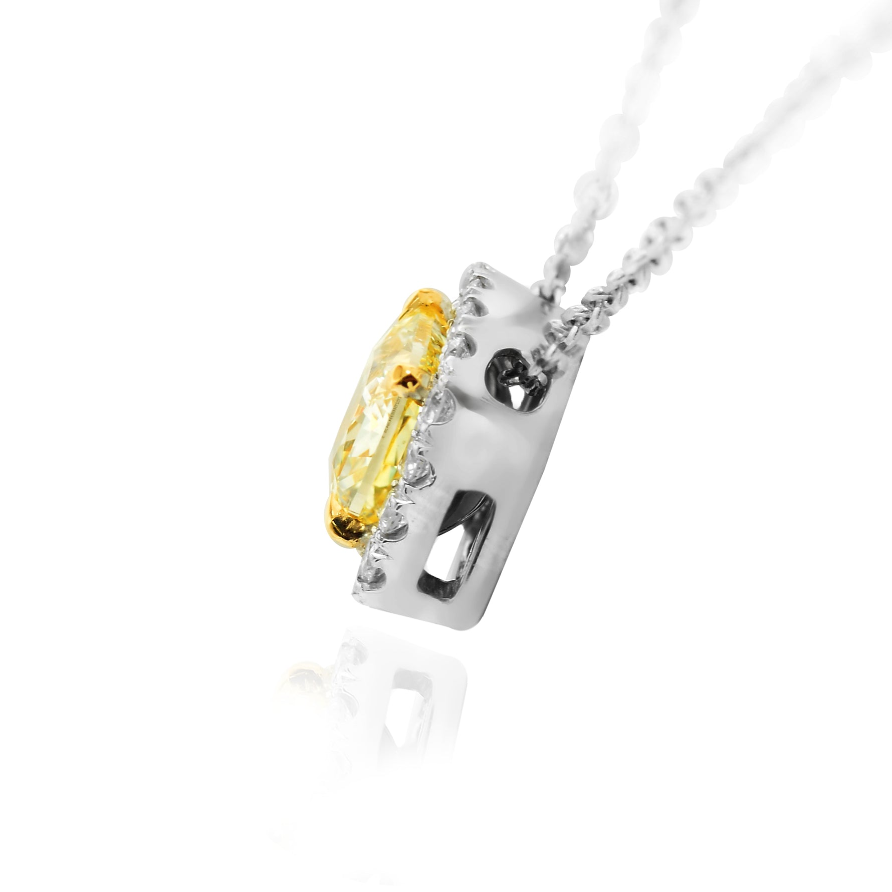 Fancy Yellow Cushion Diamond Halo Pendant